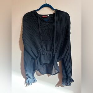 DB II by Donald Brooks Vintage Black Sheer Long Sleeve Whimsigoth Blouse Top